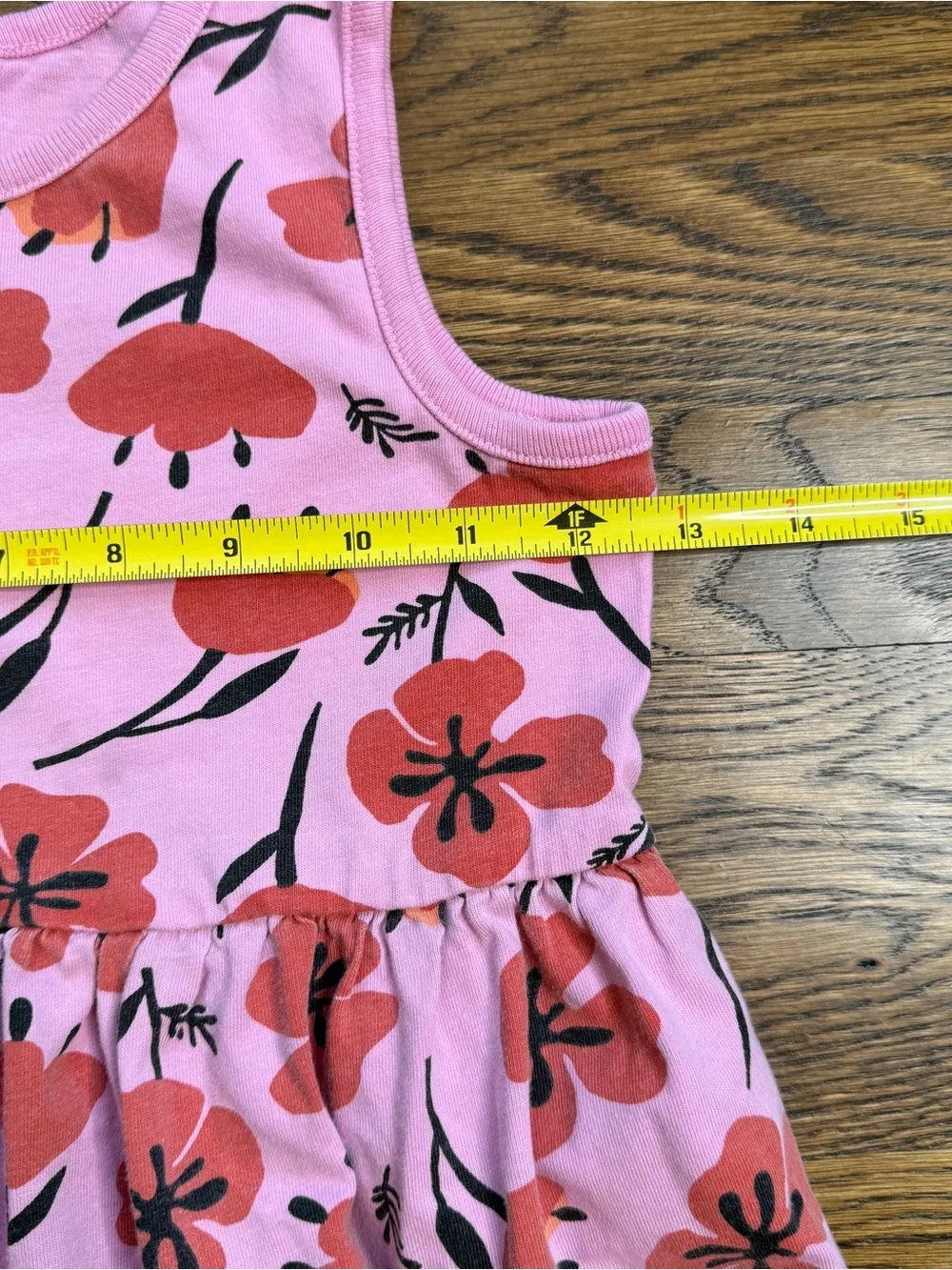 Hanna Andersson Girls Poppy Pink Pocket Dress with Red/ Orange Floral Print 6-7